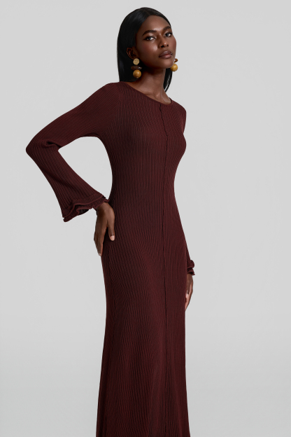 Frill Backless Lace-Up Maxi Dress