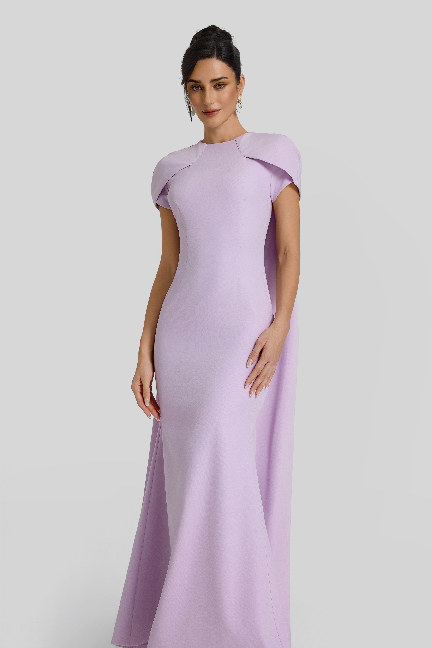 Capelet Sleeve Cape Gown Maxi Dress