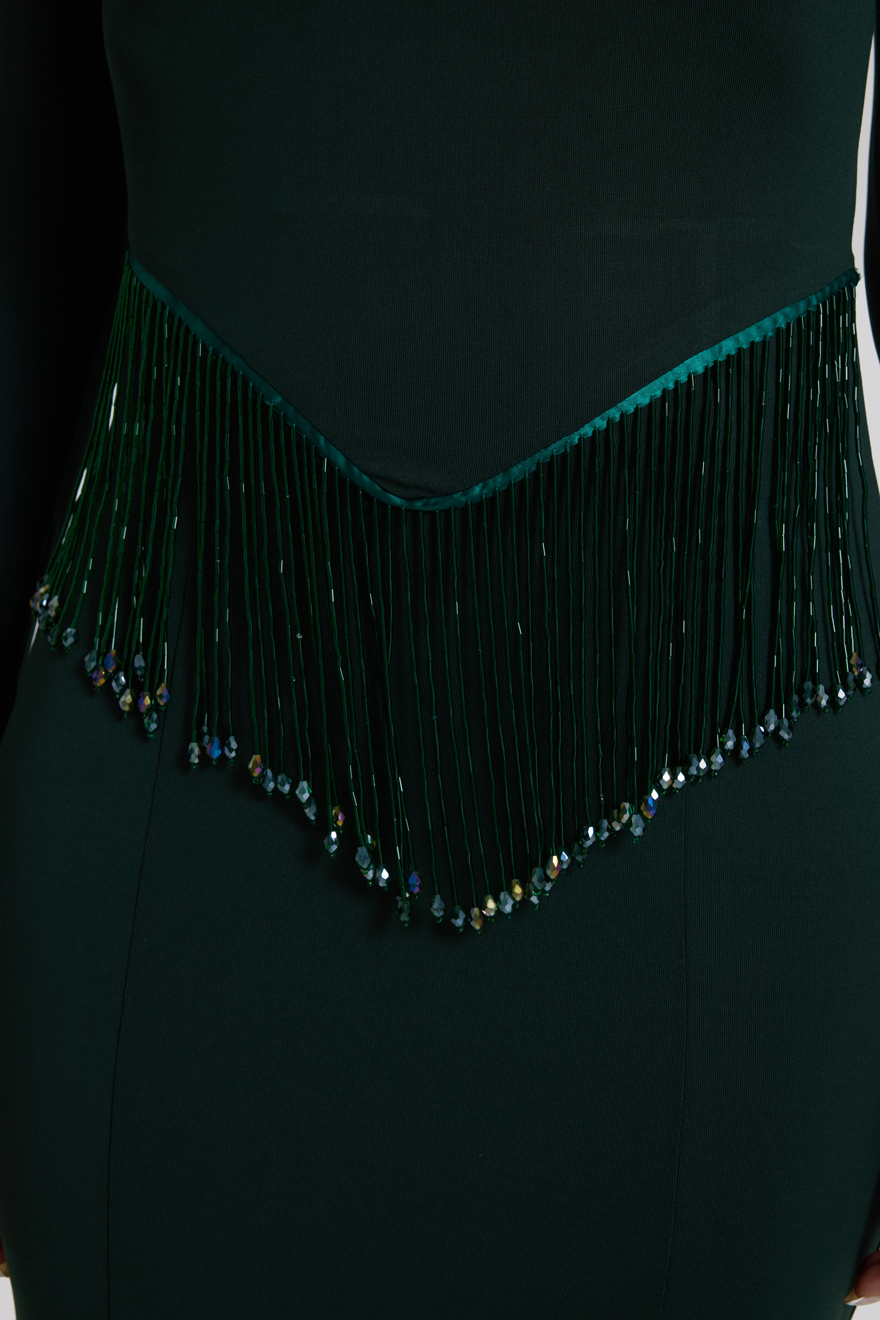 Solid Beaded Round Neck Maxi Dress