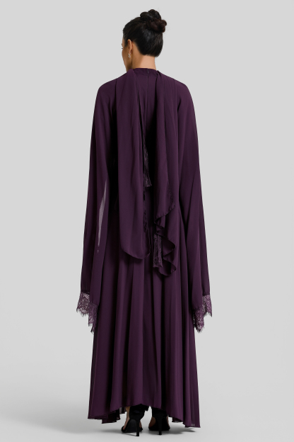 Lace Splicing Cape Sleeve Maxi Dress