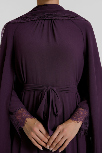 Lace Splicing Cape Sleeve Maxi Dress