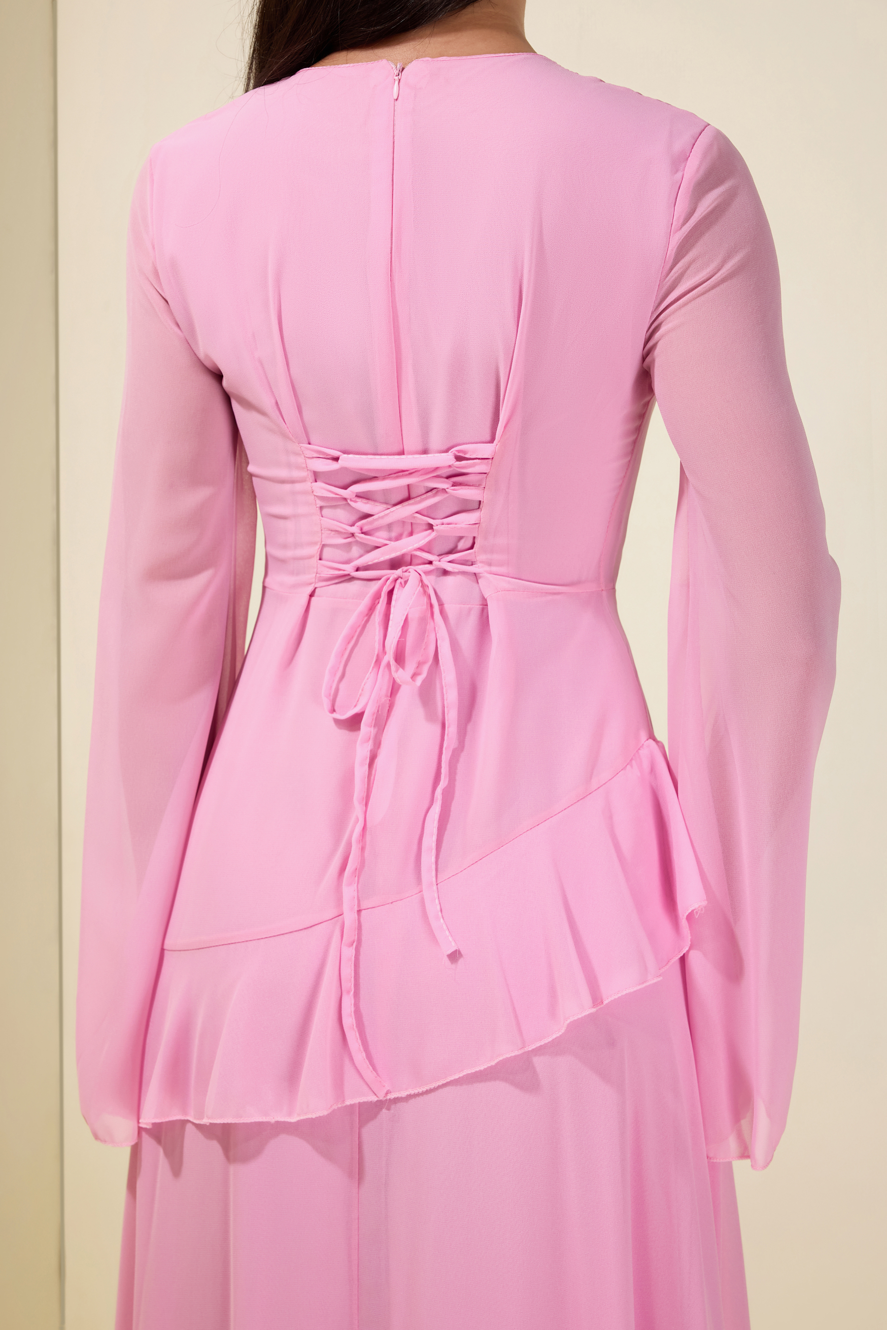 Flared Sleeves Ruffle Maxi Dress