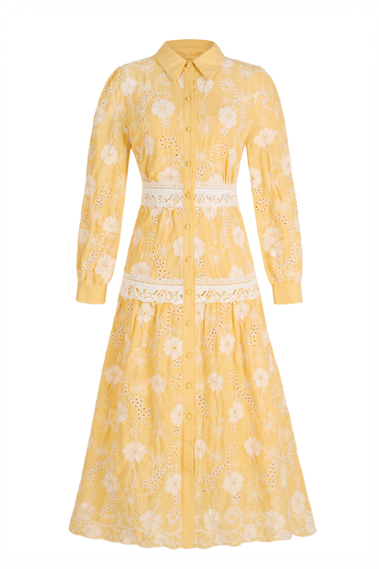 Lace Floral Flapped Midi Dress