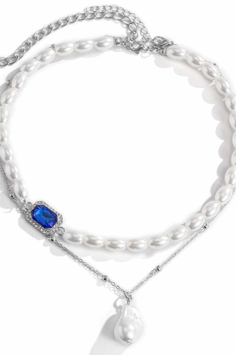 Faux Pearl Double Layered Necklace