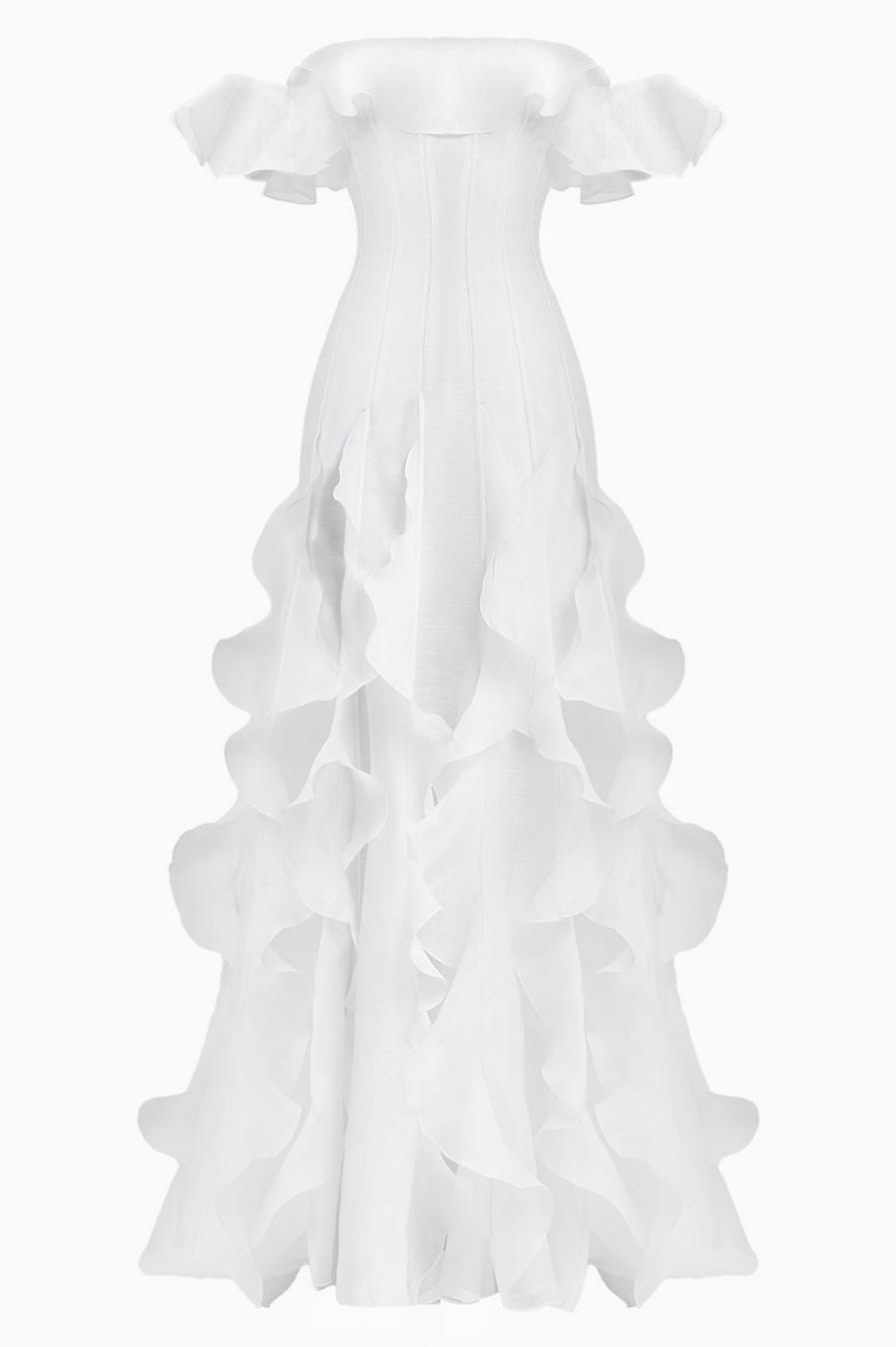Floral Frill Off-Shoulder Maxi Dress