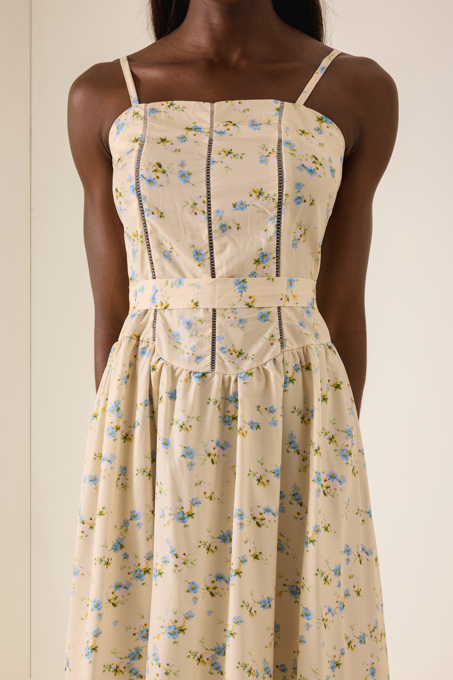 Floral Gathering Slip Midi Dress