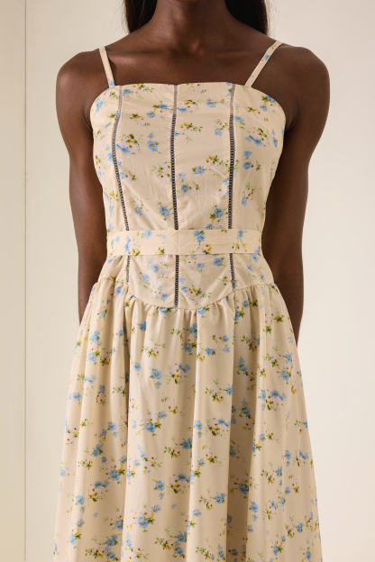 Floral Gathering Slip Midi Dress