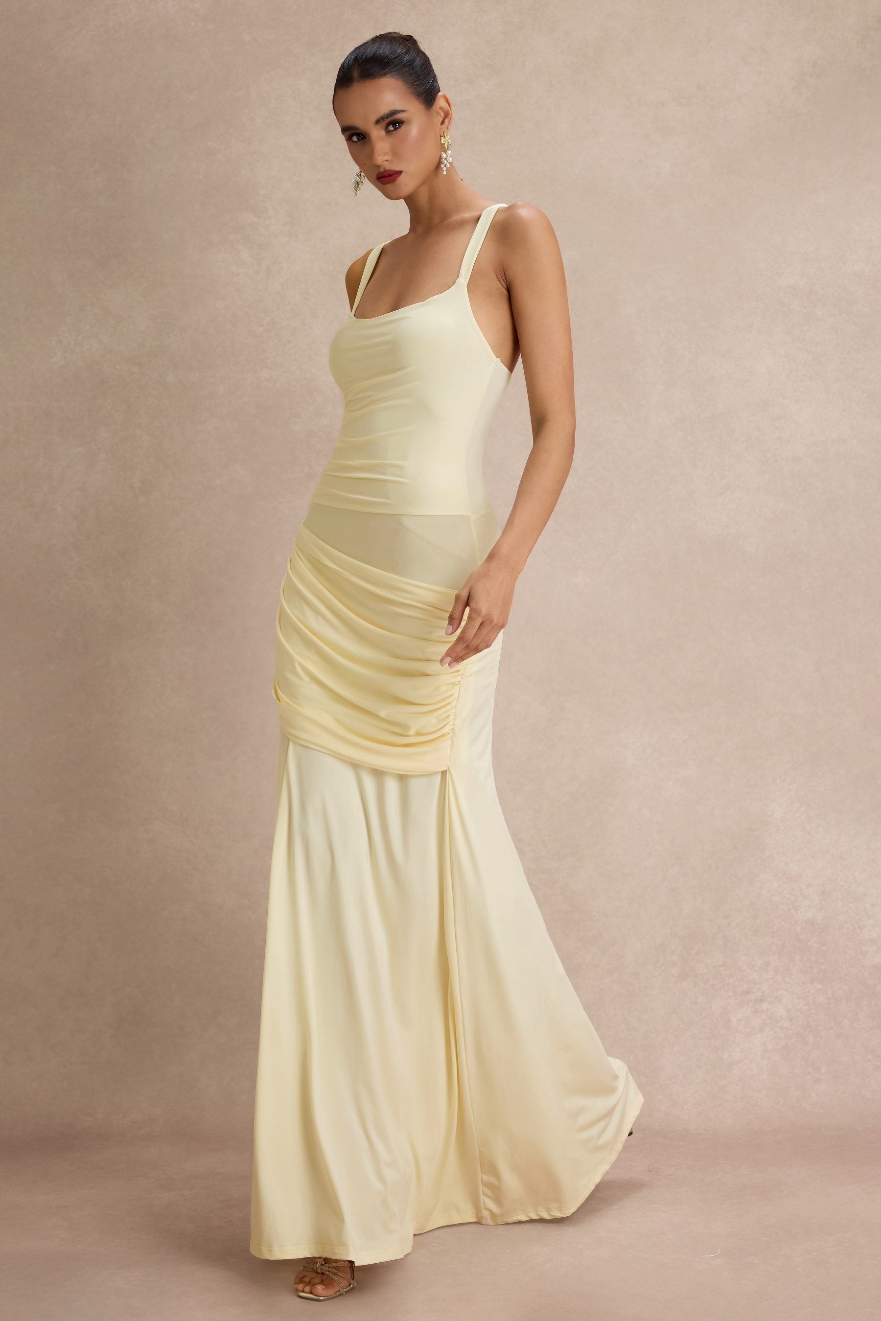 Solid Gathering Slip Maxi Dress