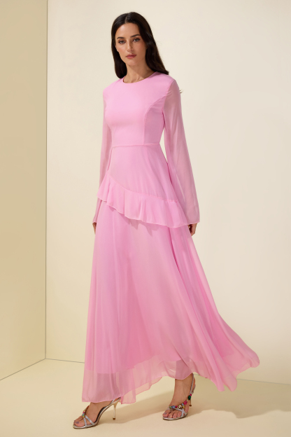 Flared Sleeves Ruffle Maxi Dress