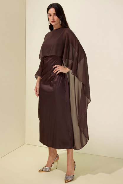 Cape Sleeve Top & Sleeveless Midi Dress