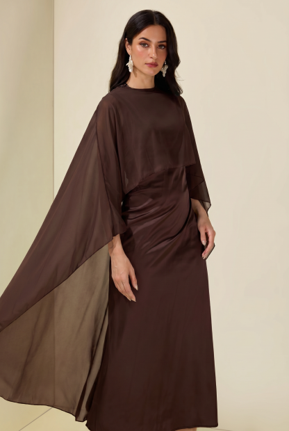 Cape Sleeve Top & Sleeveless Midi Dress