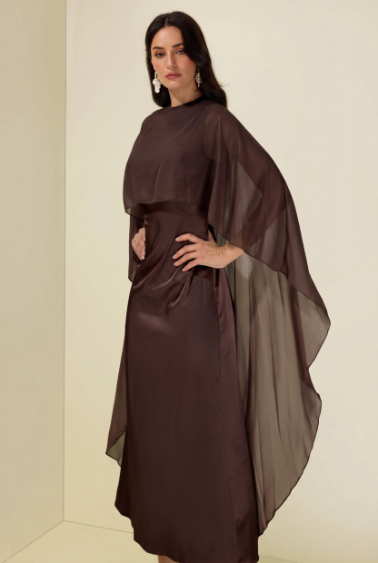Cape Sleeve Top & Sleeveless Midi Dress
