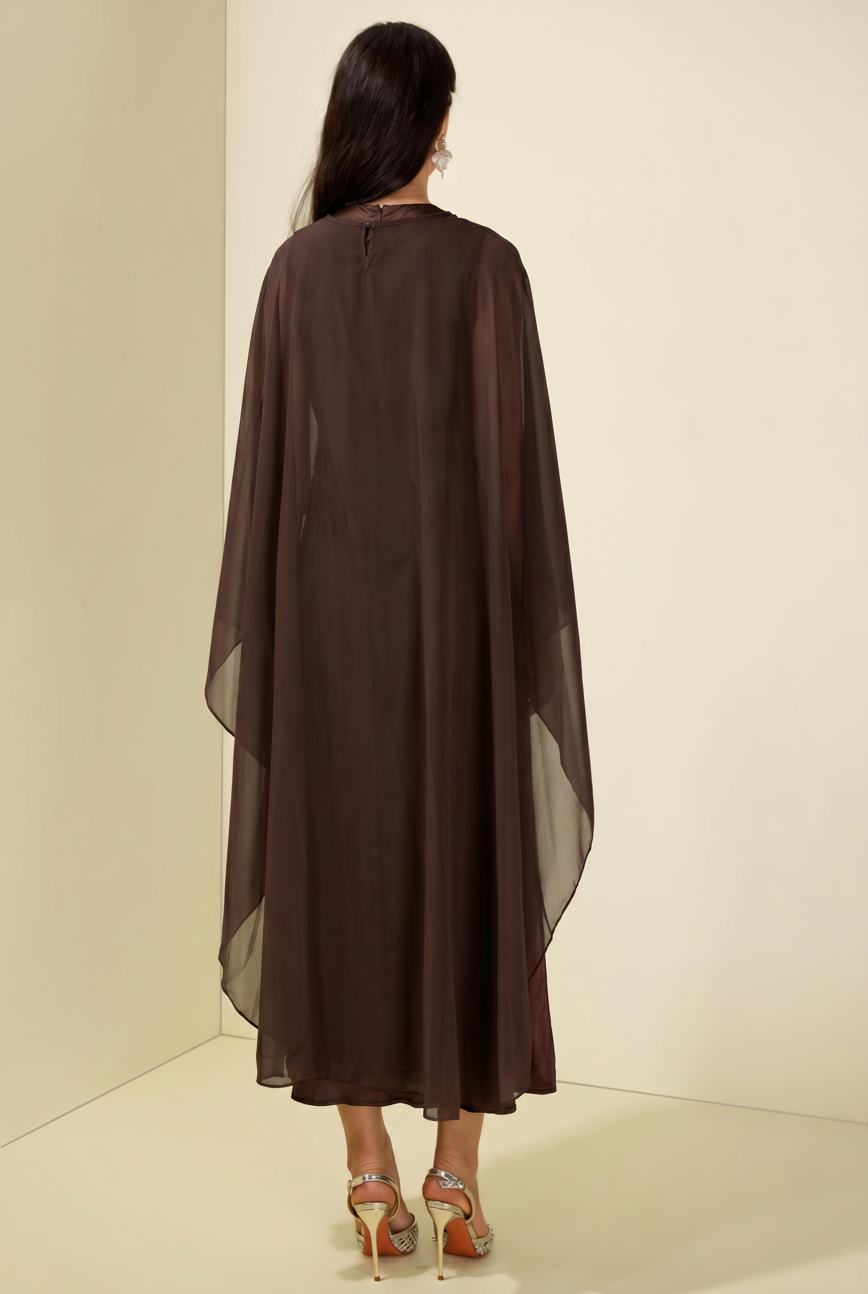 Cape Sleeve Top & Sleeveless Midi Dress