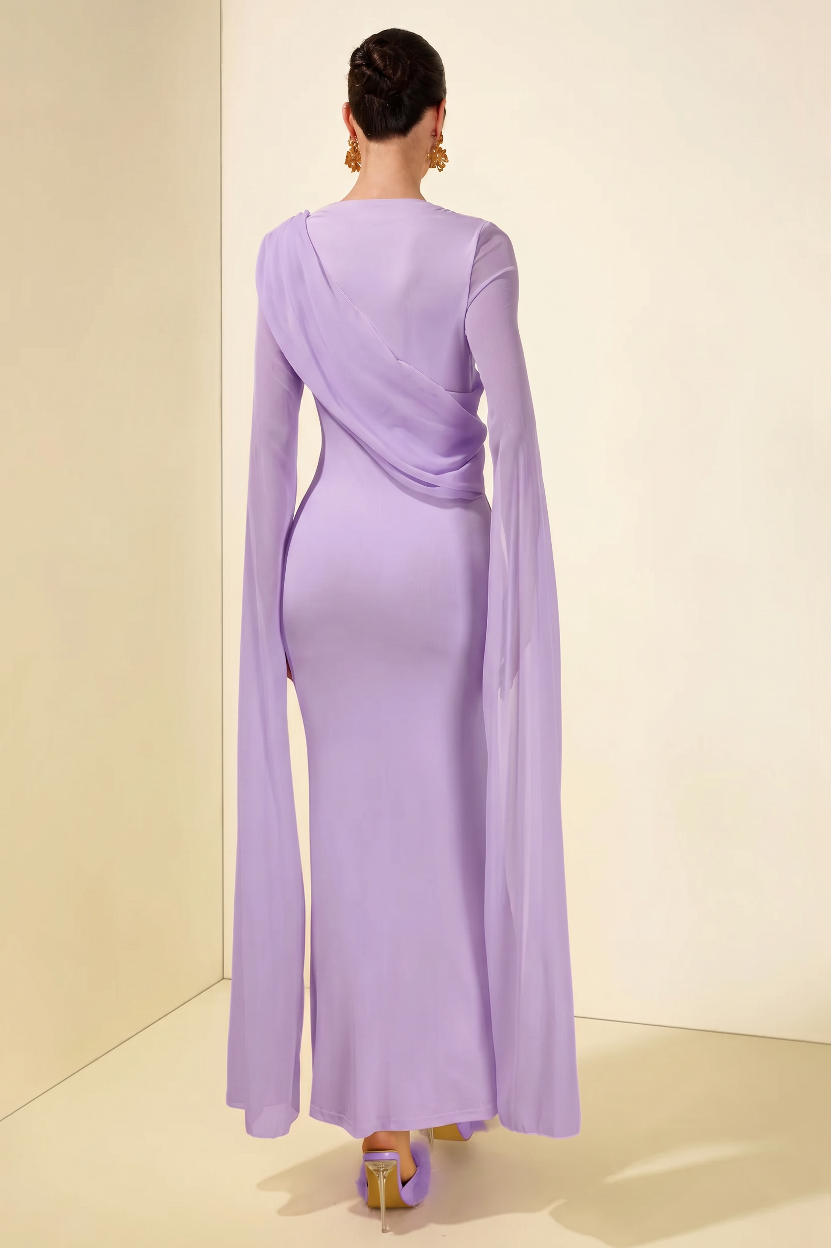 Cape Sleeve Bodycon Midi Dress