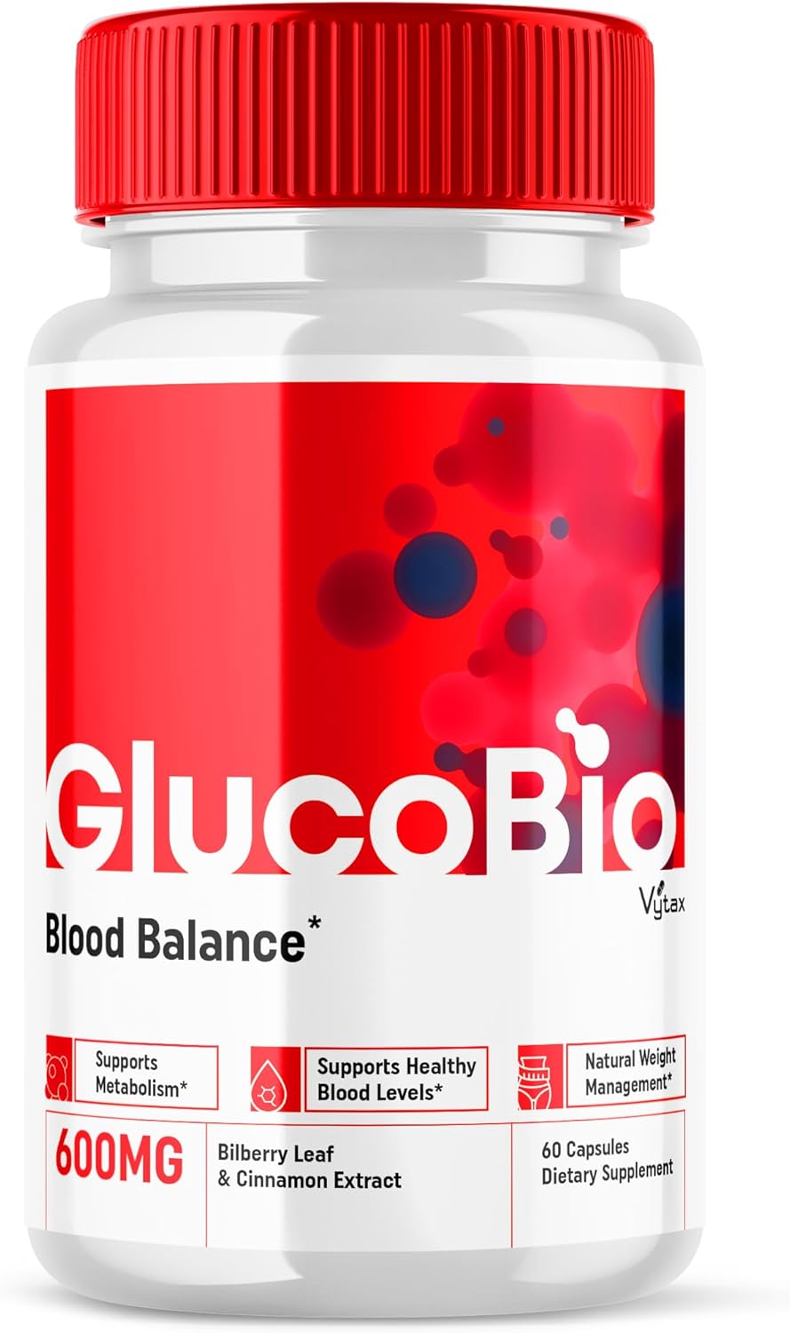 Glucobio Blood Support Supplement Pills, Gluco Bio Capsules Advanced Formula All Natural Ingredients, Glucbio GlucaBio Capsulas Pastillas Maximum Strength Glycogen Glucobio Reviews (60 Capsules)