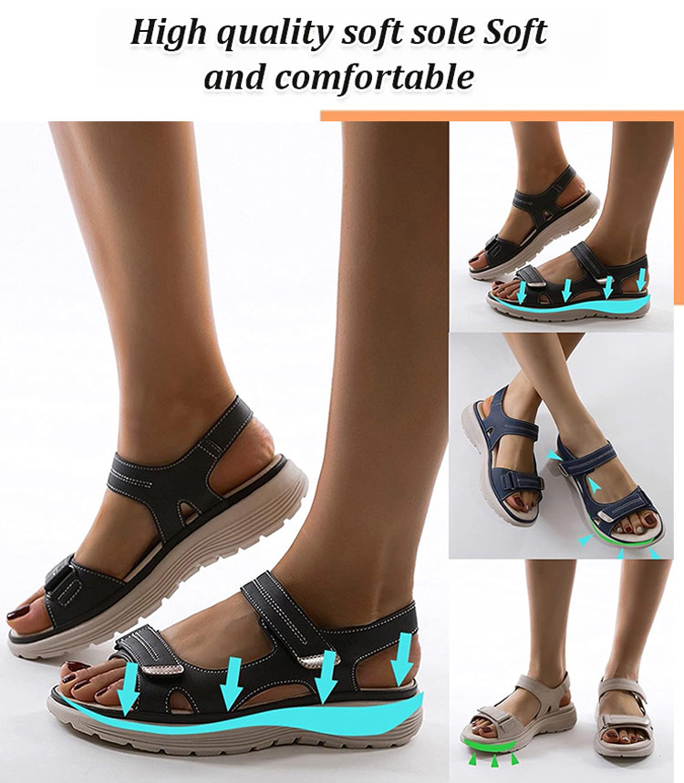 Sporty Wedge Lightweight Velcro Large Size Sandals