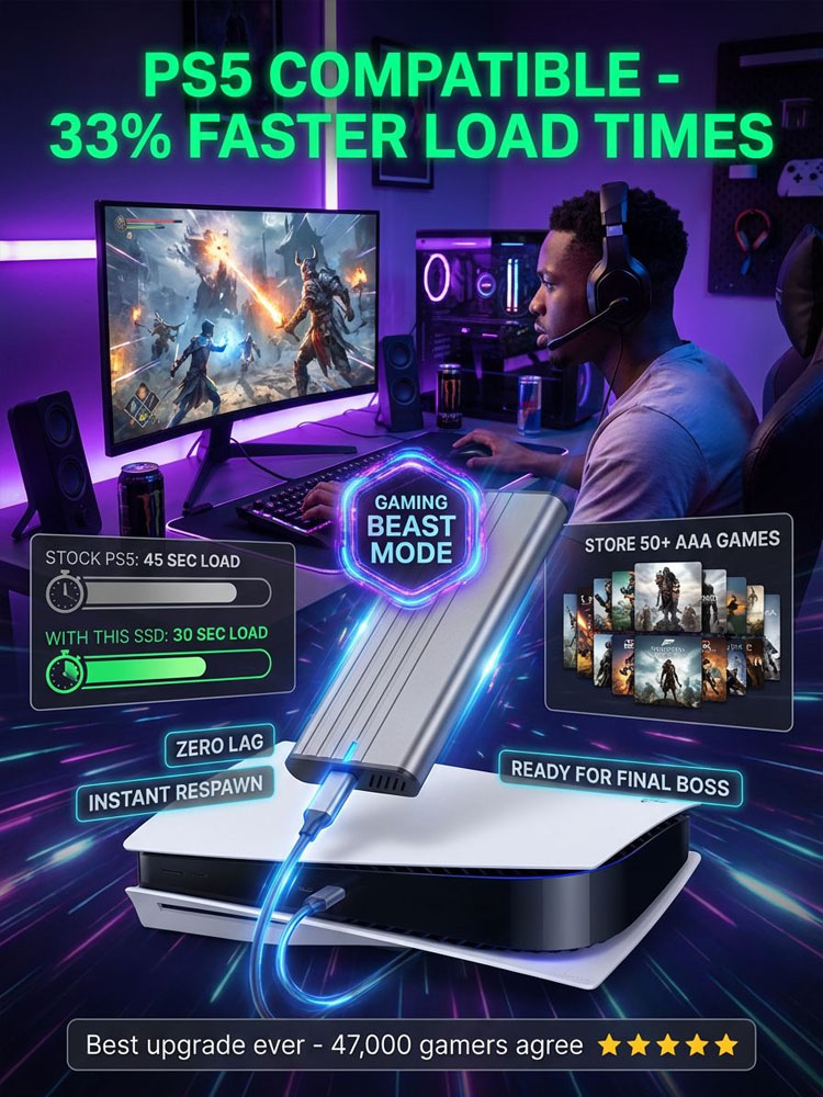 📱【Massive Storage】🛡️DataVault™ - NVMe NGFF SSD Portable Dual Protocol, No Monthly Fees！⚡1,000MB/s Transfer Speed！ 🏅Instant Connection for iPhone, Camera & Laptop！