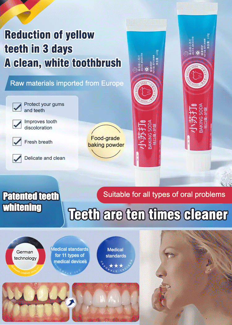 🦷🦷【Whiter in 30 seconds】Baking Soda Enzyme Whitening Toothpaste