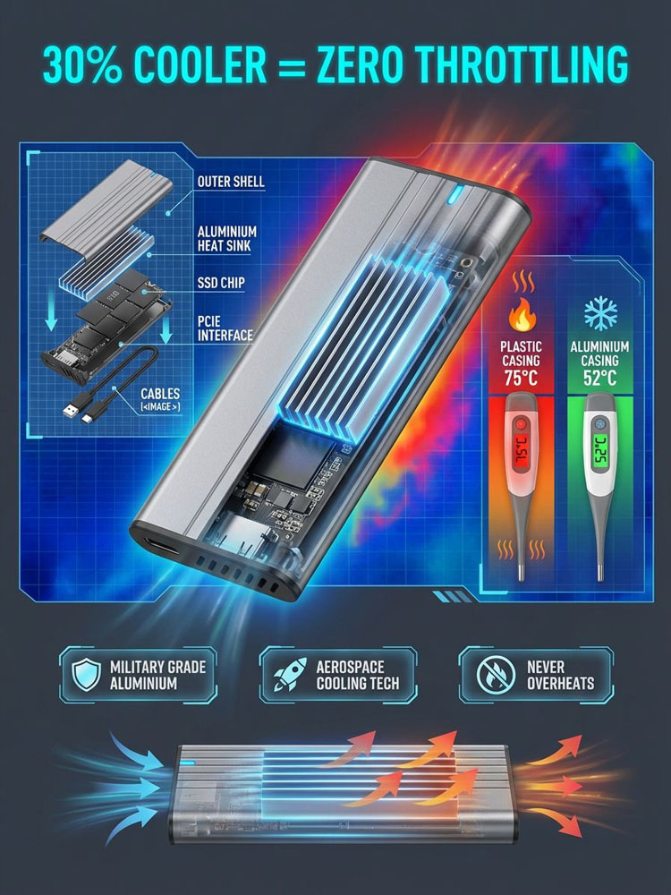📱【Massive Storage】🛡️DataVault™ - NVMe NGFF SSD Portable Dual Protocol, No Monthly Fees！⚡1,000MB/s Transfer Speed！ 🏅Instant Connection for iPhone, Camera & Laptop！