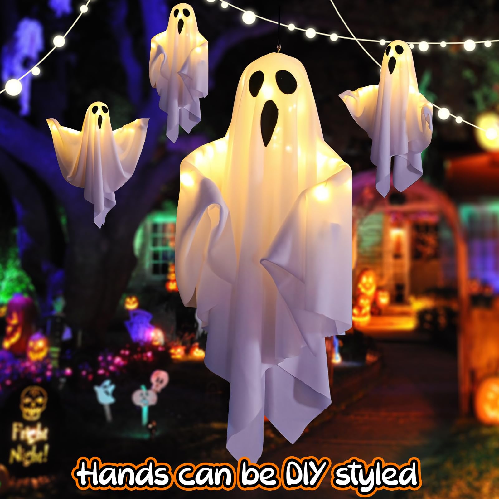 🎃Fantome de Halloween👻 Lampă LED suspendată - Decor înfricoșător strălucitor, perfect pentru a crea o atmosferă de petrecere în interior!