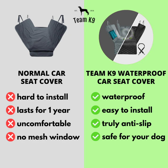 🐶Noua husă de hamac pentru scaunul auto, impermeabilă și antiderapantă, cu buzunare, clapete laterale, curele pentru tetieră, suport pentru scaun și fereastră cu plasă (+ centură de siguranță gratuită!) .