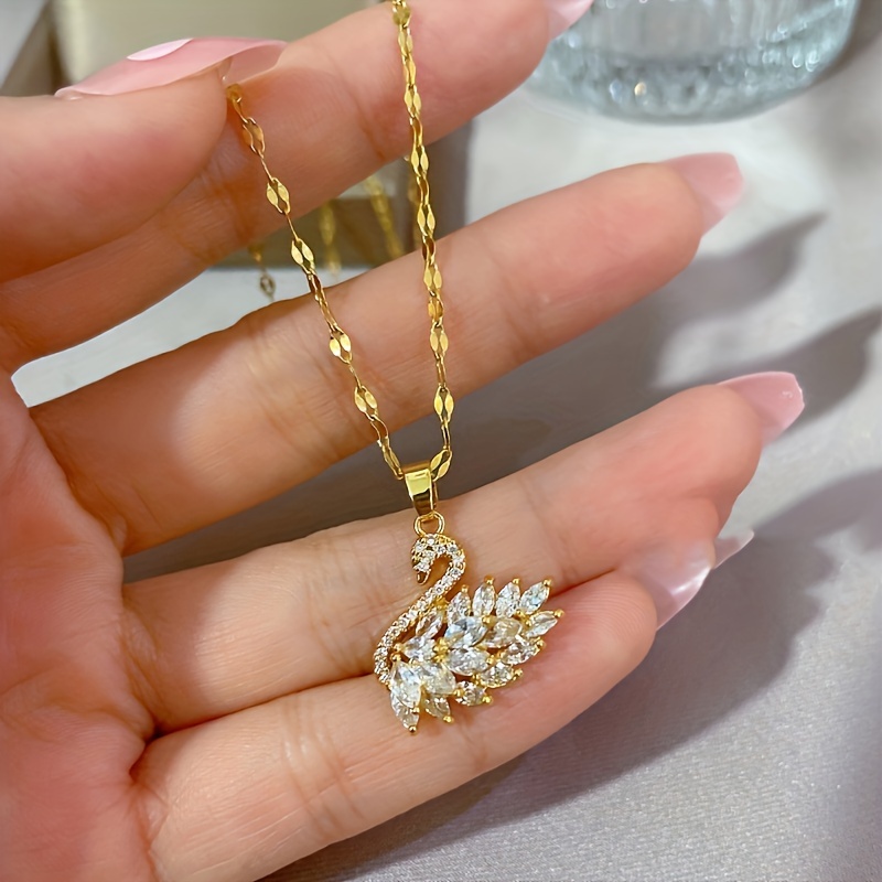 🎁 50% kedvezmény minden termékre!💎18K arany drágakő hattyú medál nyaklánc nőknek✨