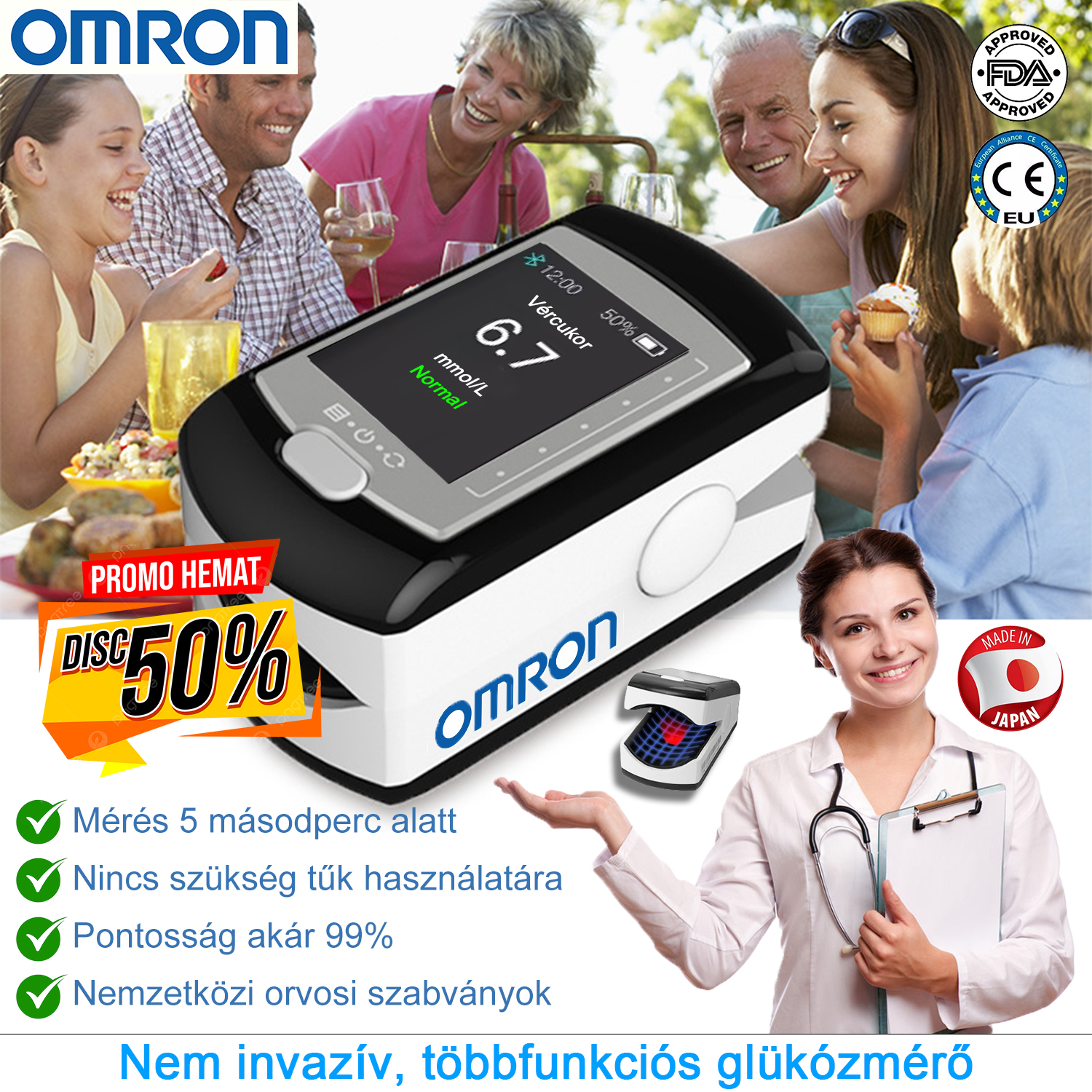 Az Omron legújabb tű nélküli vércukormérője 2025-ben