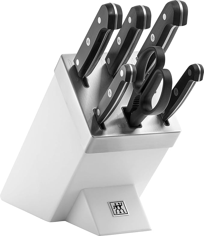 Zwilling 36133-000-0 7 részes önélező késblokk készlet, fa blokk, kés és olló speciális rozsdamentes acélból/műanyag nyéllel, Gourmet, kőris/sötétbarna