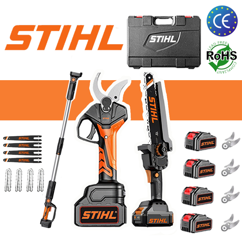 STIHL kefe nélküli lítium-ion akkumulátoros láncfűrész és metszőolló készlet