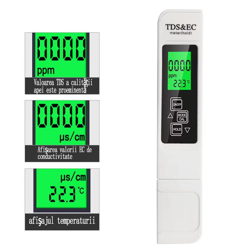 Digitális vízminőség-mérő TDS (érzékeli a csapvizet, úszómedencéket, tengervizet, csatornákat