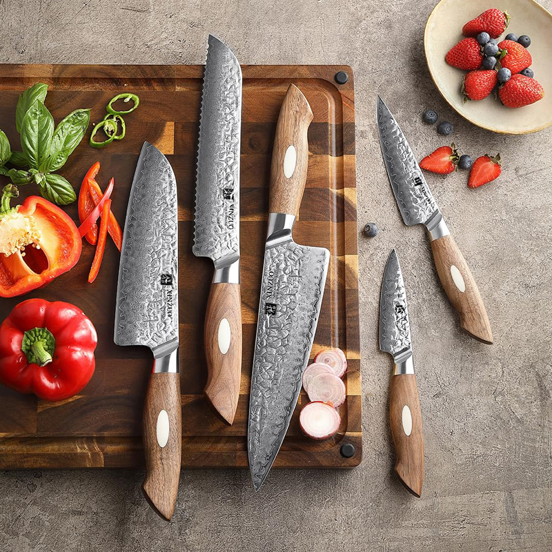 【Importado do Japão】 Conjunto de facas XINZUO de 5 peças, aço Damasco AUS-10