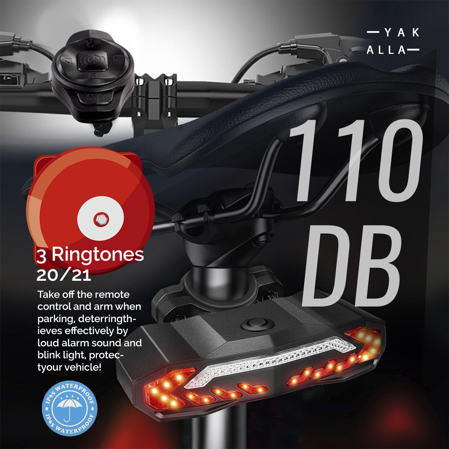 kerékpár hátsó lámpa riasztó