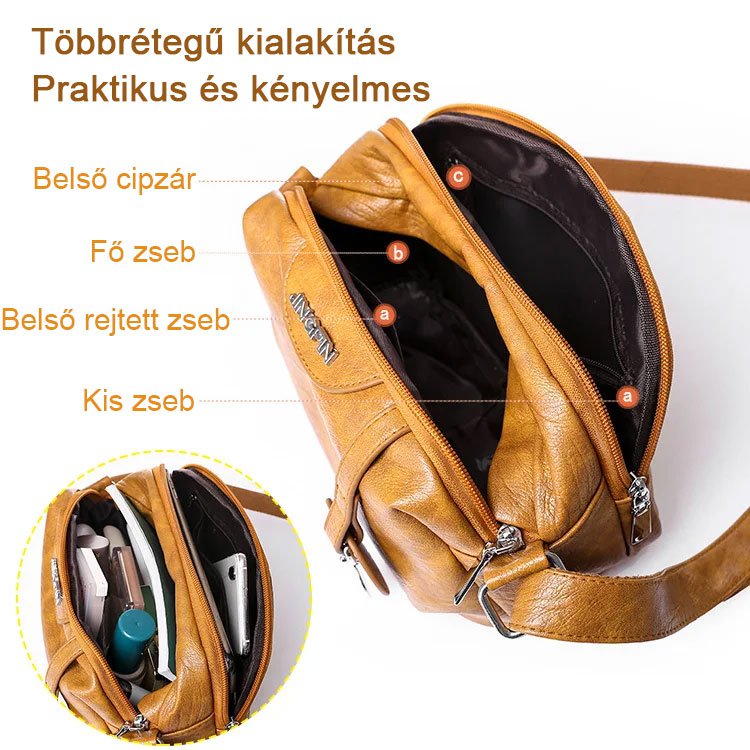 Női elegáns szögletes bőr táska