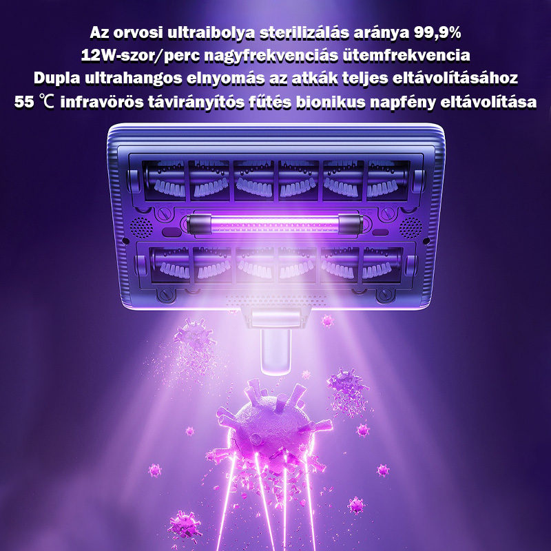 Dyson atkaeltávolító, 25000pa hurrikán szívás, 12 W nagyfrekvenciás csapkodó frekvencia, ultraibolya
