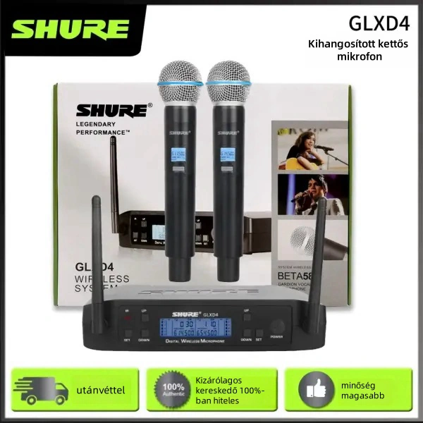 Shure GLXD4 vezeték nélküli mikrofon vevő (mikrofonnal), kiváló ár-érték arány, korlátozott mennyiségben vásárolható