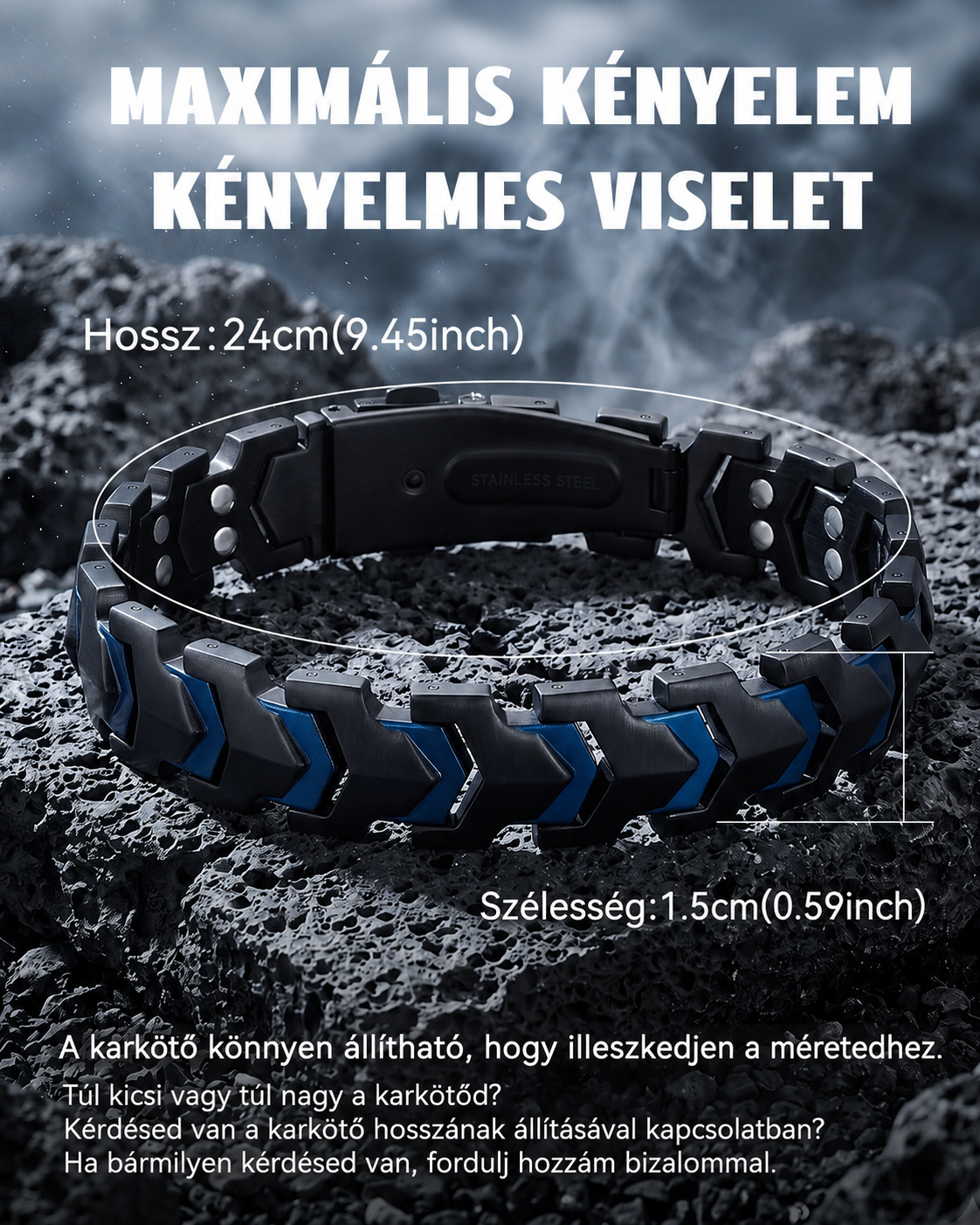 [Copy]MagnetRX® Férfi Mágneses Karkötő - 5x EllipseMAX Erősségű 5000 Gauss Mágnes - Amerikai Design és Szabadalmaztatott - Prémium Titán Férfi Mágneses Karkötő Állítható Hosszban