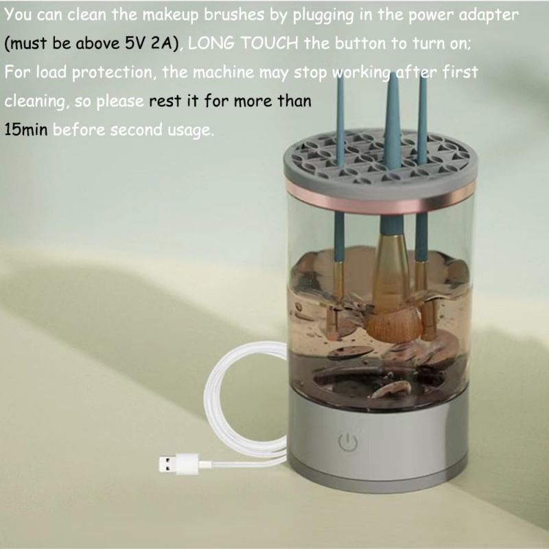 Ipalmay Dispozitiv de curățat pensule de machiaj - Mașină electrică de curățat pensule de machiaj, instrument de curățare și uscător automat pentru perii cosmetice, organizator de perii de frumusețe rezistent la praf, cadou multifuncțional pentru femei, m
