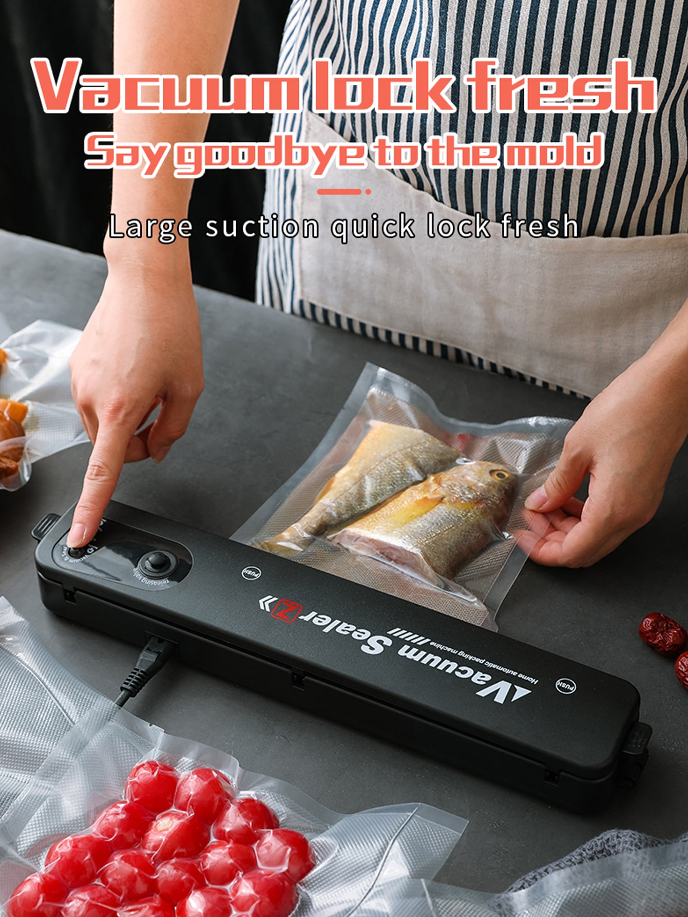 Un dispozitiv de etanșare automată cu vid plug-in pentru uz casnic (10 pungi incluse)