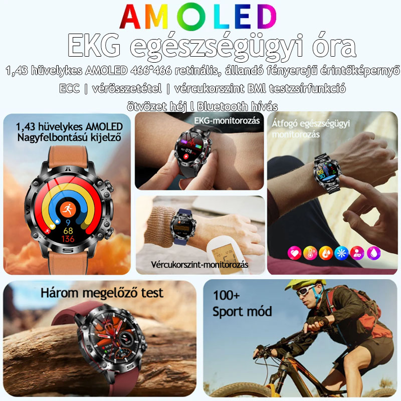 AI ORVOSI DIAGNOSZTIKÁS OKOSÓRA - 2024 ÚJ VÉRLIPIDEK, HÚGYSAV, VÉRGLUKOZ SZINT - EKG+PPG FITNESZKÖVETŐ