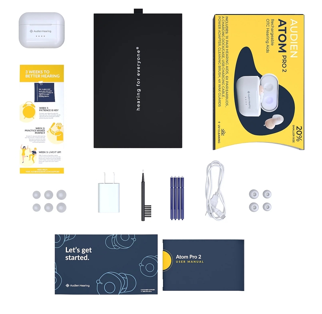 🎉New Year's Sale up to 90%💝✨ Buy 1 Get 1 Free ✨Audien Hearing Atom Pro 2 Rechargeable In Ear Hearing Aids