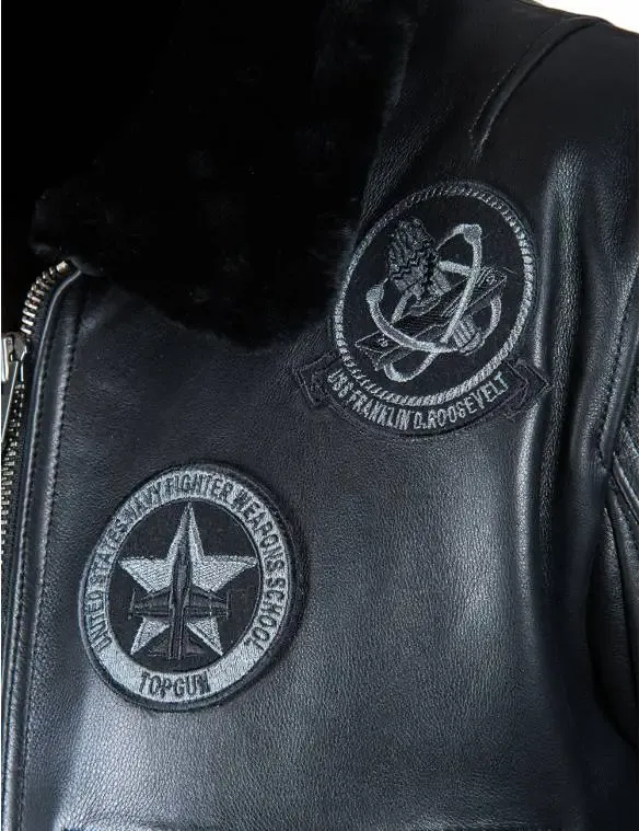 NEU ANKUNFT – TOP GUN JOLLY ROGERS FLIGHT LEDERJACKE SCHWARZ