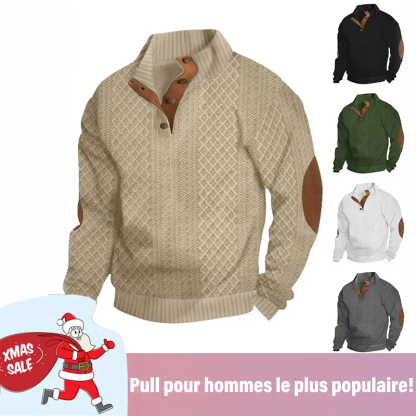 Pull décontracté à manches longues et col montant pour homme