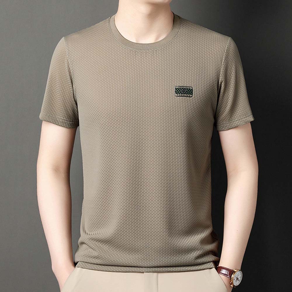 Mentede T-shirt respirant à manches courtes en soie glacée pour hommes