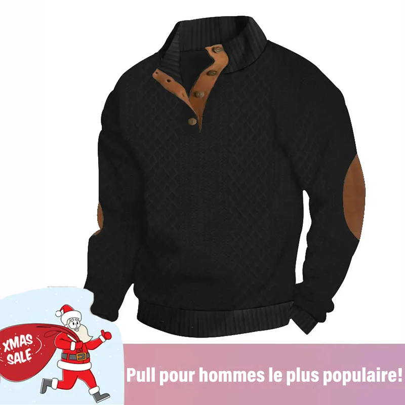 Pull décontracté à manches longues et col montant pour homme