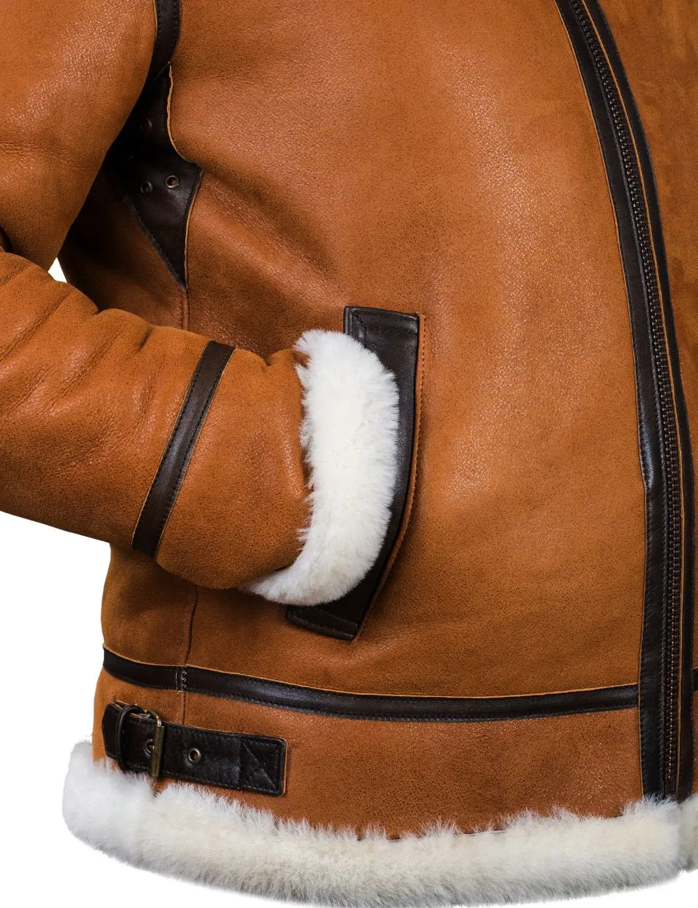 B-3 Shearling Whiskey-Jacke mit Kapuze