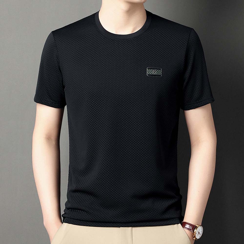 Mentede T-shirt respirant à manches courtes en soie glacée pour hommes
