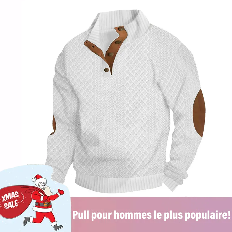 Pull décontracté à manches longues et col montant pour homme