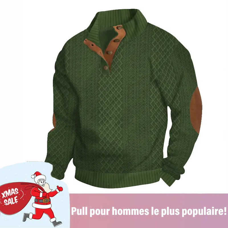 Pull décontracté à manches longues et col montant pour homme