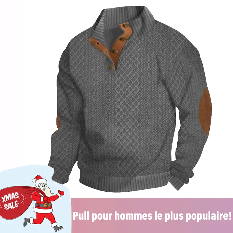 Pull décontracté à manches longues et col montant pour homme