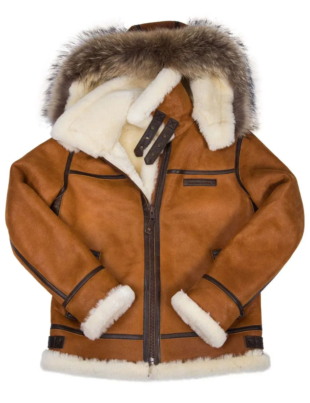 B-3 Shearling Whiskey-Jacke mit Kapuze